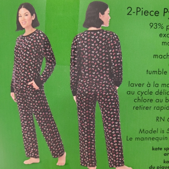 kate spade 2 piece pyjama set 💕 with bow print - Picture 2 of 7
